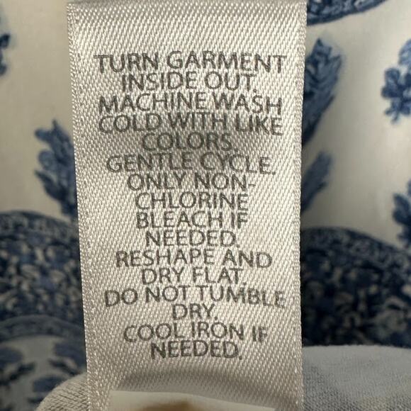 J Jill Dress Womens Small Blue Floral Pockets Stretch Comfort Beach Boho Preppy - Picture 9 of 13